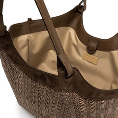 Borsa Gianni Chiarini Dua BS12340 Choco in paglia intrecciata colore marrone.