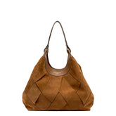 Borsa Gianni Chiarini Dua in pelle scamosciata color caramello con trama geometrica