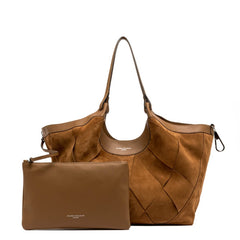 Borsa Gianni Chiarini Dua in pelle scamosciata color caramello con bustina in tinta