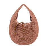 GIANNI CHIARINI BORSA HOBO PAGLIA CROCHET NEFELI BS11954 ROSA BLUSH