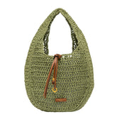 GIANNI CHIARINI BORSA HOBO PAGLIA CROCHET NEFELI BS11954 VERDE TAIGA
