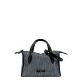 Borsa a bauletto di Gianni Chiarini Roxy colore jeans con rifiniture in pelle
