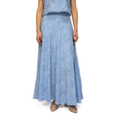 Gonna azzurra Goa Goa con ricami decorativi