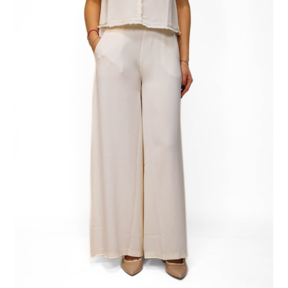 Pantalone donna Goa Goa modello Zahara colore panna