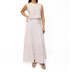 Top Goa Goa Cyra bianco con ricami decorativi