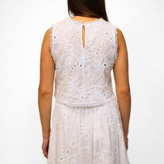 Top Goa Goa Cyra bianco con ricami decorativi