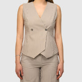 GOA GOA GILET COLETTE BIANCO/MARRONE A RIGHE