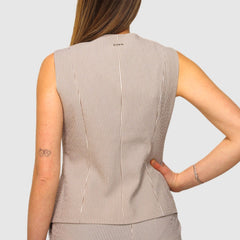 GOA GOA GILET COLETTE BIANCO/MARRONE A RIGHE