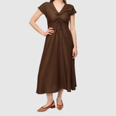 GOA GOA VESTITO MIDI KAMICHIKI MARRONE