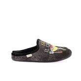 Pantofola tessile Grünland ORMI CI3067 antracite, dettaglio tessuto e feltro interno