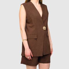 H2O ITALIA GILET LINO WEMORA MARRONE CIOCCOLATO