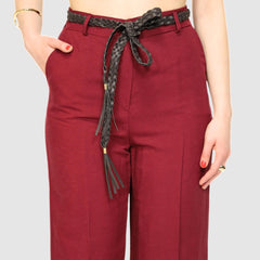 H2O ITALIA PANTALONE PALAZZO LINO PEMORA BORDEAUX