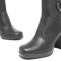 NERO GIARDINI STIVALETTO I410905D 100 PLATEAU NERO