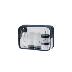 Set flaconi da viaggio in silicone con pouch trasparente e zip