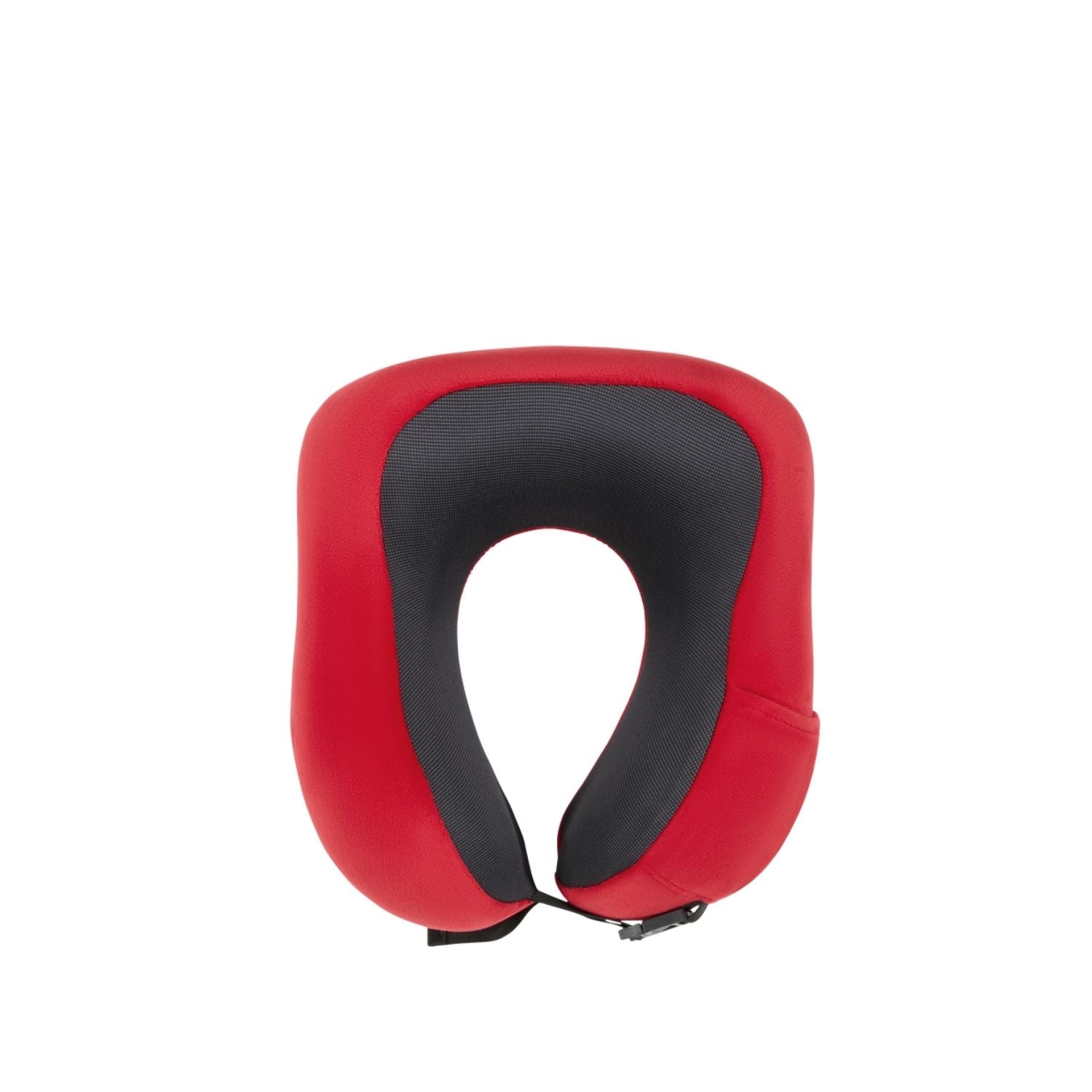 Cuscino ergonomico da viaggio rosso in memory foam con rivestimento in pile
