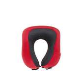 Cuscino ergonomico da viaggio rosso in memory foam con rivestimento in pile