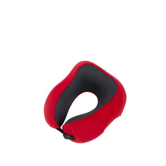 Cuscino ergonomico da viaggio rosso in memory foam con rivestimento in pile