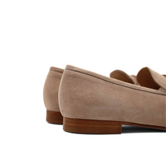 Mocassino beige in camoscio Luca Grossi arricciato