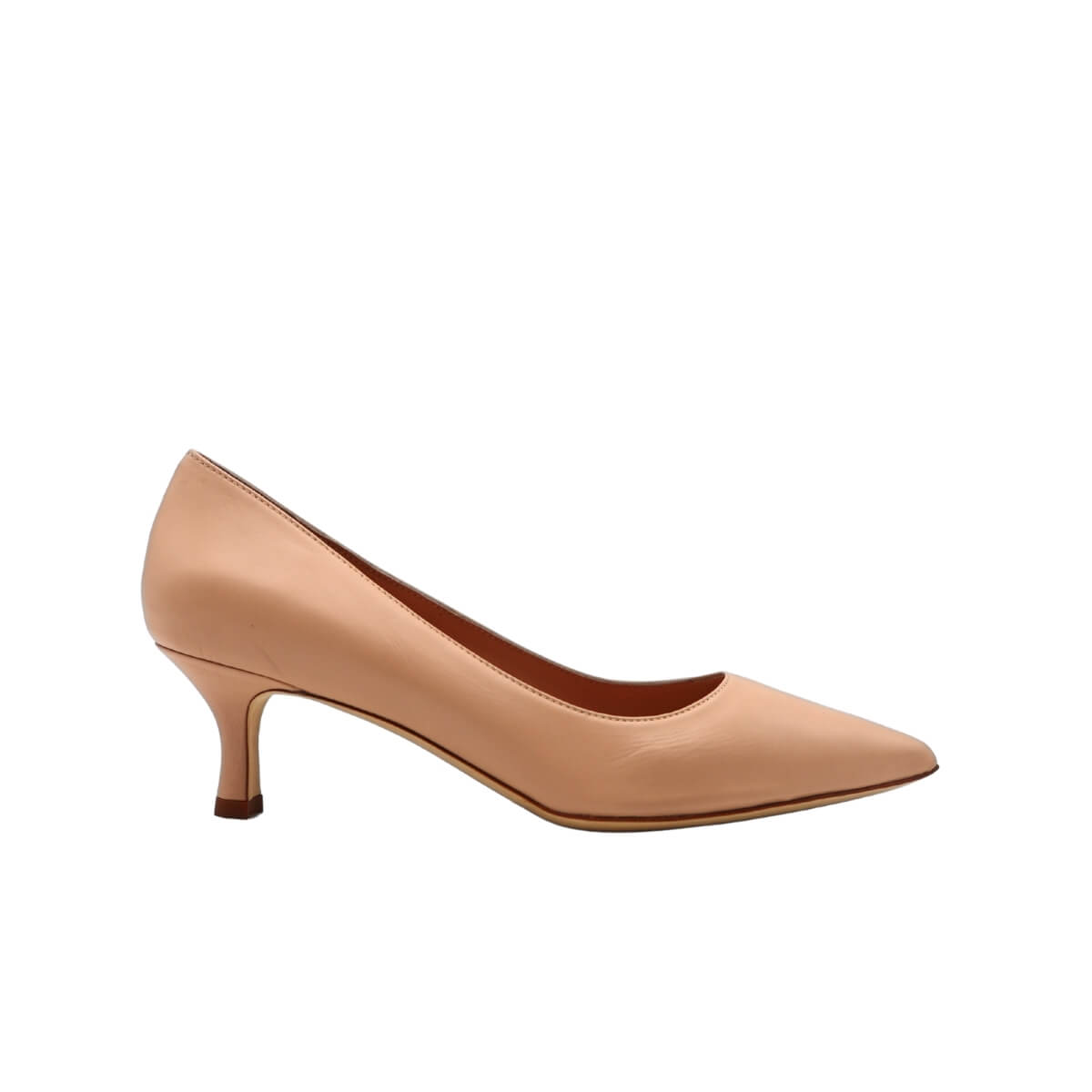 Décolleté Malù 1155 in pelle color nude vista laterale