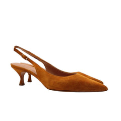 Slingback Malù 5606 in pelle color cuoio vista laterale