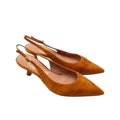 Slingback Malù 5606 in pelle color cuoio vista laterale