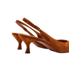 Slingback Malù 5606 in pelle color cuoio vista laterale