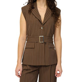 MARYLEY BLAZER SMANICATO 114 A RIGHE MARRONE