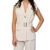 MARYLEY BLAZER SMANICATO 114 A RIGHE PANNA