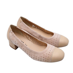 Ballerina MELLUSO N411Q Beige in pelle e nabuk vista laterale elegante