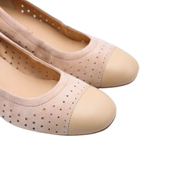 Ballerina MELLUSO N411Q Beige in pelle e nabuk vista laterale elegante