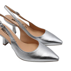 Slingback MELLUSO D192Q Argento in pelle elegante vista laterale