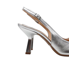 Slingback MELLUSO D192Q Argento in pelle elegante vista laterale