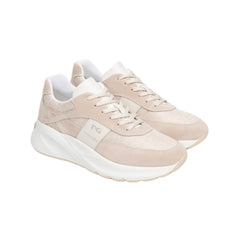 Sneakers donna Nero Giardini E615182D 677 Nude in camoscio e tessuto lurex.