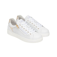 Sneakers bianco puro Nero Giardini in pelle con zip laterale.