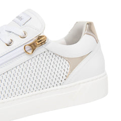 Sneakers bianco puro Nero Giardini in pelle con zip laterale.