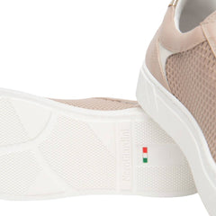 Sneakers Nero Giardini Nude da donna in pelle con zip.
