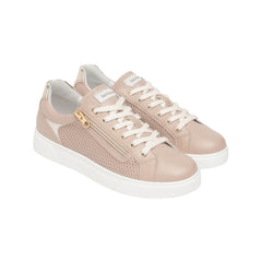 Sneakers Nero Giardini Nude da donna in pelle con zip.