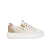 Sneakers da donna Nero Giardini in pelle beige elegante con inserti colorati.