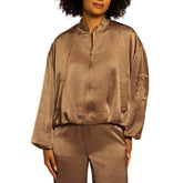 RINO&PELLE BOMBER FLORE SATIN MARRONE