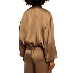 RINO&PELLE BOMBER FLORE SATIN MARRONE