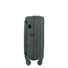Trolley rigido Samsonite Paralux Stone Gray vista laterale
Dettaglio del guscio rigido riciclato Samsonite Paralux olive