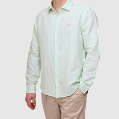 SUN68 CAMICIA S36122 VERDE A RIGHE