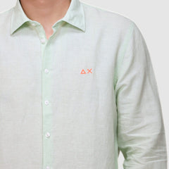 SUN68 CAMICIA S36122 VERDE A RIGHE