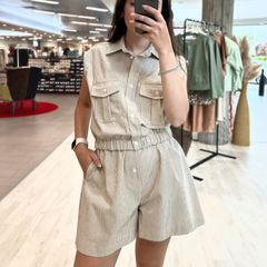 VICOLO GILET RIGHE TD2378 BEIGE