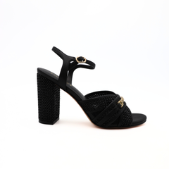 TWINSET SANDALO TGT024 RAFFIA NERO