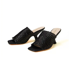 TWINSET SANDALO TFT054 0006 RAFFIA NERO