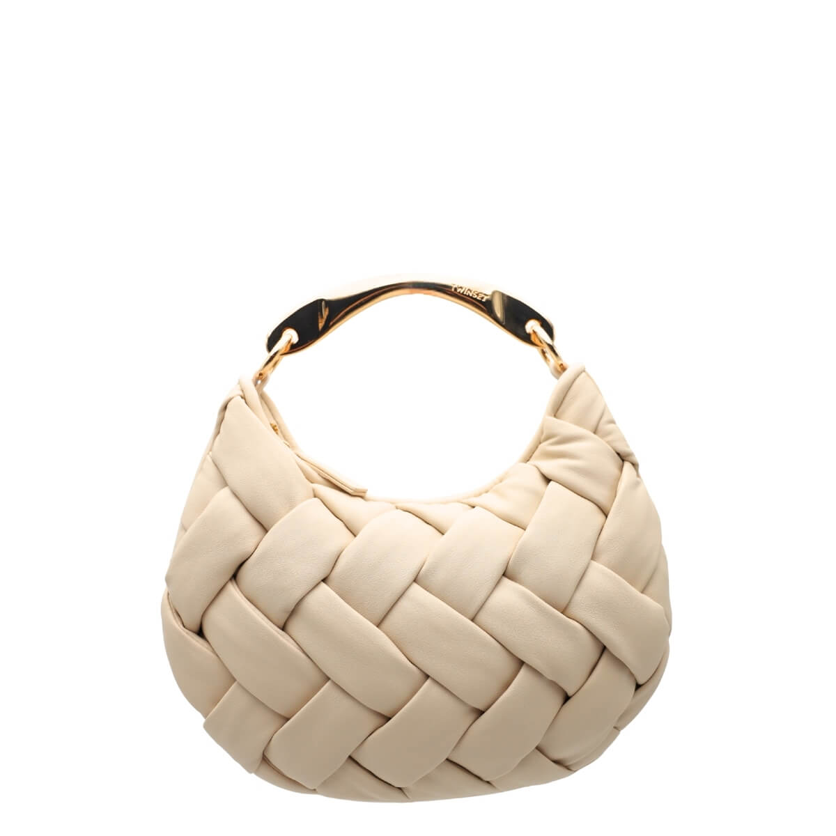 Twinset borsa hobo bianca in similpelle intrecciata
