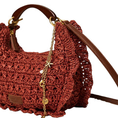 TWINSET BORSA LA COROLLE RAFIA CROCHET 261TD8300 13332 BORDEAUX