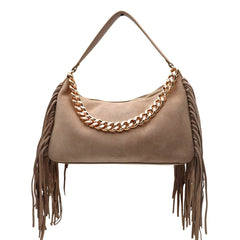 Borsa Twinset Liliane beige in pelle elegante con frange