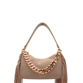 Borsa Twinset Liliane beige in vera pelle elegante con frange